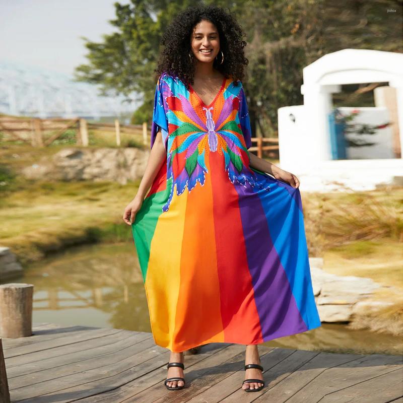 Beach Coverup Cotton Positioning Printed Vacation Robe Cross Border Europe America Summer Style