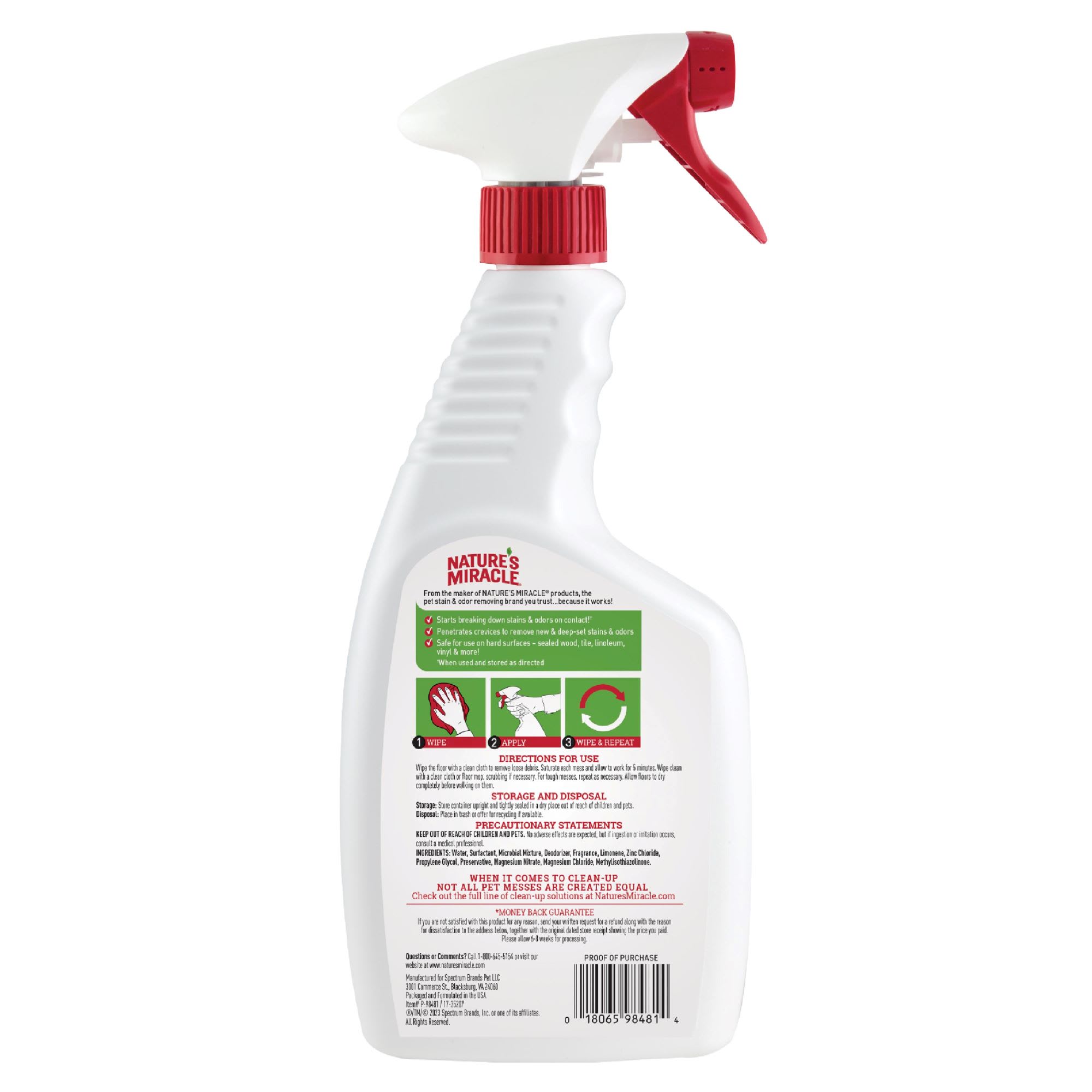 Nature's Miracle Dual-Action Hard Floor Cleaner, Pet Stain & Odor Remover, 24 fl. oz.