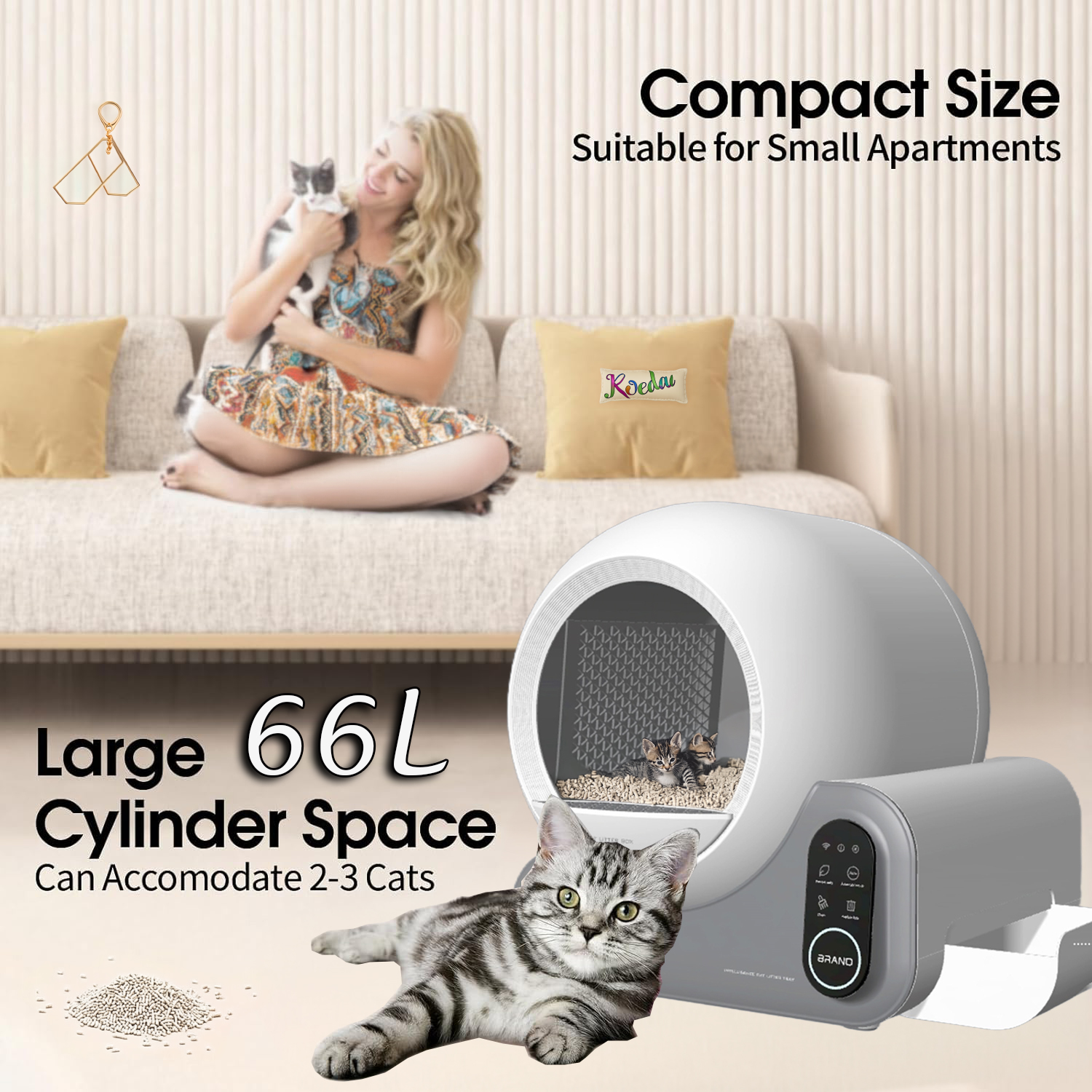Smart Automatic Cat Litter Box Automated Cat Litter Box for Cats Self Cleaning Pet Safety Protection Litter Box With App