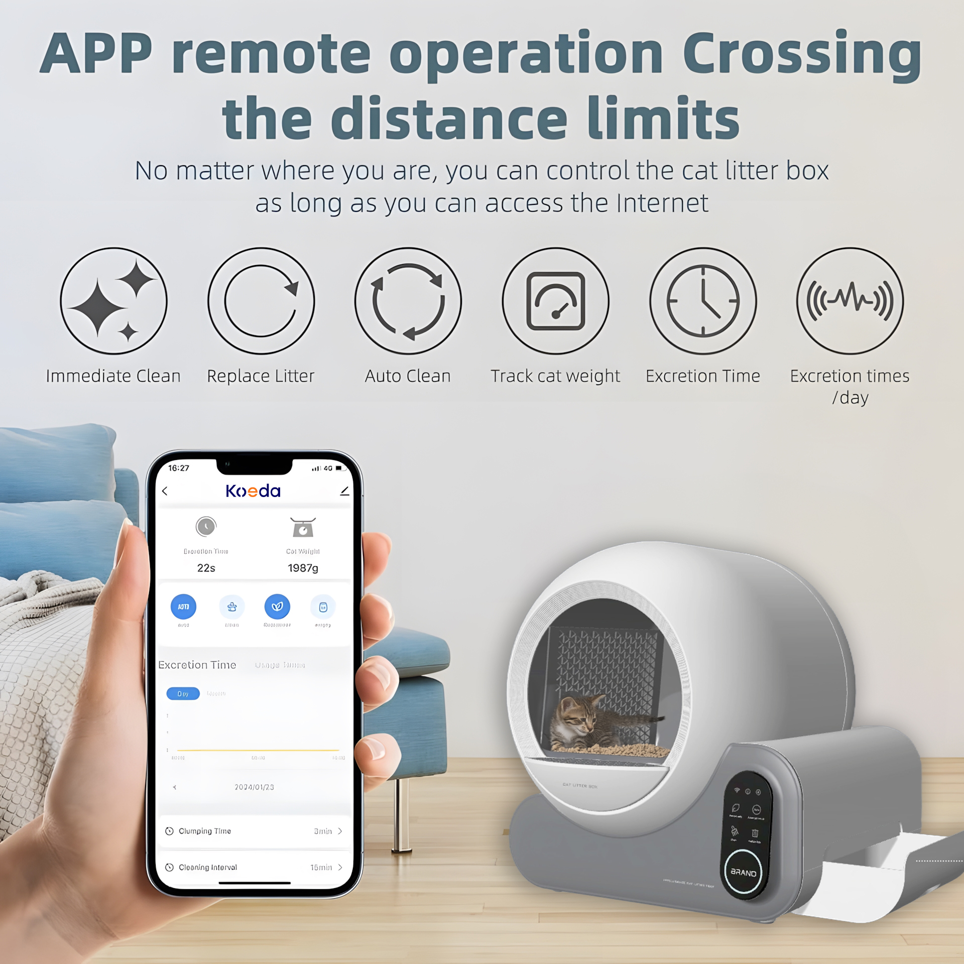 Smart Automatic Cat Litter Box Automated Cat Litter Box for Cats Self Cleaning Pet Safety Protection Litter Box With App