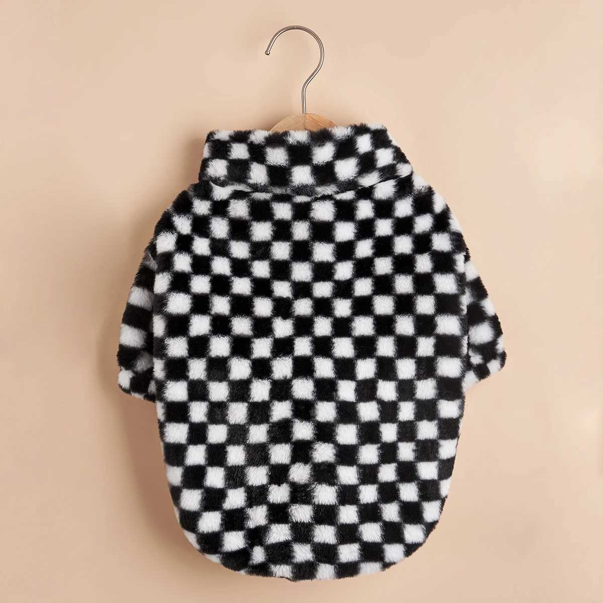 Luxury Warm Dog Clothes Winter Dog Coat French Bulldog Plush Warm Puppy Jacket Fashion Black White Plaid Small Medium DogsXJ241125
