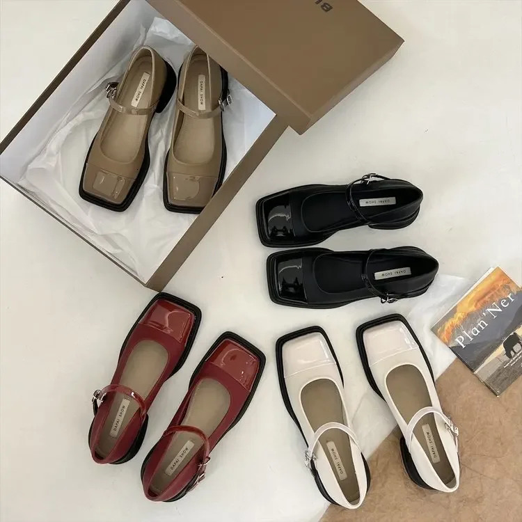 Retro Women Pumps Fashion Square Toe Work Shoes High Quality Female Slip On Shallow High Heel Elegant Womens High Shoes 241125