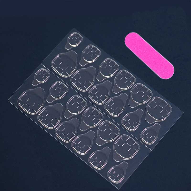 24 square short fake nails+1 nail file+1 piece of jelly glueW241125