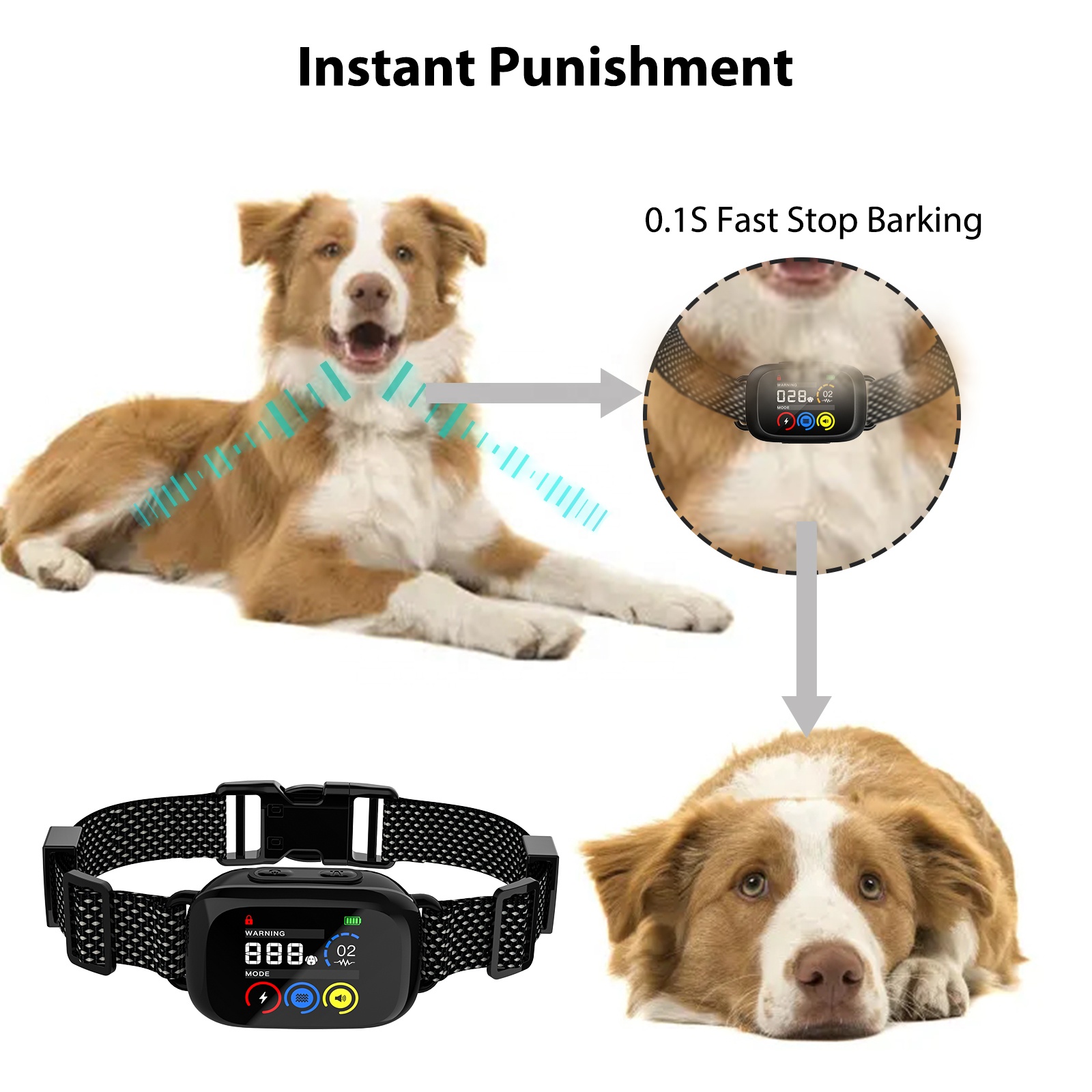 Warning Record Intelligent Anti Bark Collar Shock Dog Zap Bark Collar Bark Collar For Dogs Smart Big Dog