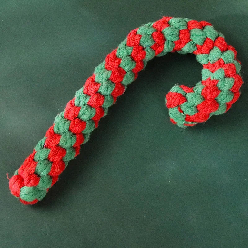 Christmas Dog Toys Braided Cotton Rope Candy Bones Pet Toy for Small Large Dog Bite Resistant Molar Teeth Cleaning Dog Chew Toys 241125
