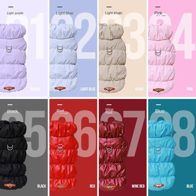 Coat for Small Medium Dogs D-RING Cat Jacket Soft Warm Winter Padded Fleece Puppy Pet Clothes 241125