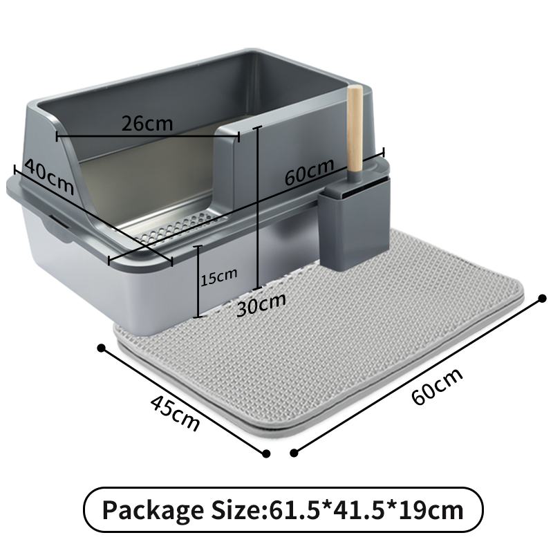 High-End Stainless Steel Cat Litter Box Splash-Proof Non-Stick Bottom Easy Clean Strong Durable Customizable Pet Supplies