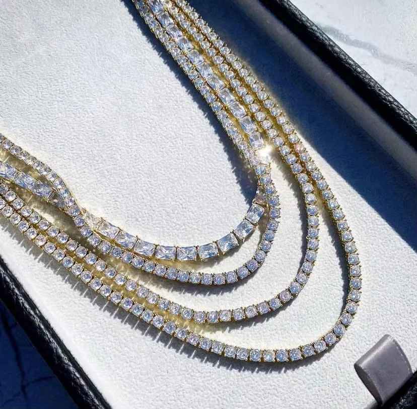 Moissanite necklace Hiphop Cuban Chains lab dias - Jewelry for Men, Real Gold, , 9k 10k Gold