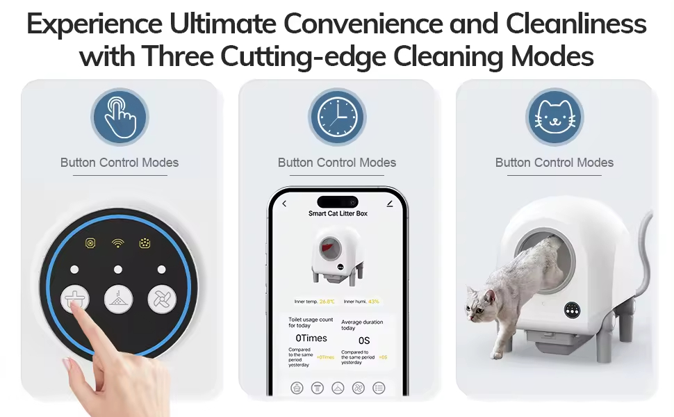 2024 Smart App-Controlled Self-Cleaning Cat Litter Box Electronic Pet Toilet Sandbox Automatic Cleaning Feature Plastic Supplies