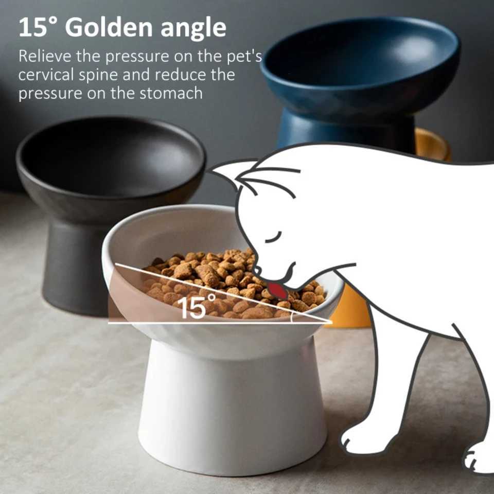 Cat Nordic Style Food Water Bowl Pet Animal Ceramic Eating Dishes High Foot Raised Puppy Cats Matte Bowls Elevated Dog BowlsXJ241125