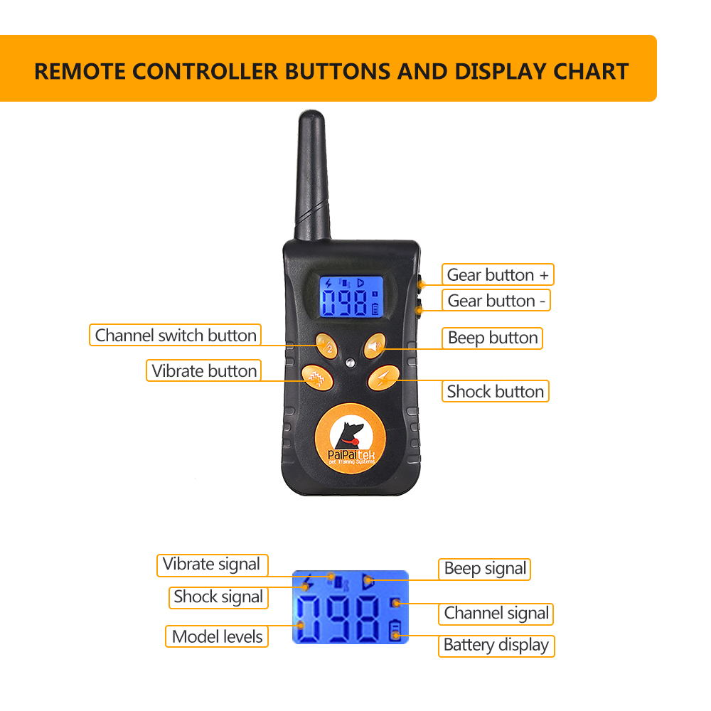 pet supplies Electric buzz And Beep 500 Meters Pet Remote Control dog bark shock collar remote training device for 2 dogs