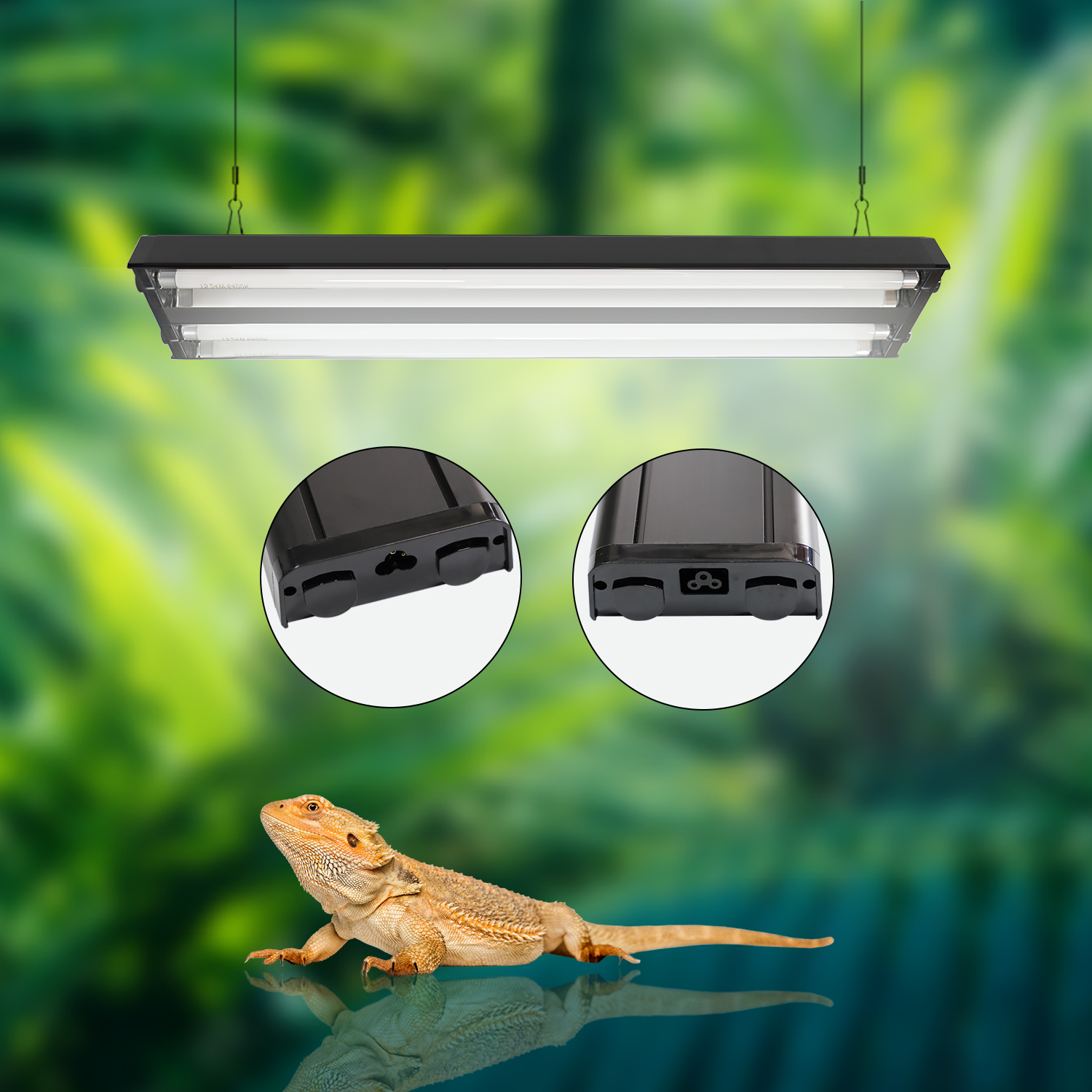 2 Bars Reptile Dual T5 Lamp holder Reptile Glass Terrarium Fluorescent Reptile Light Fixture