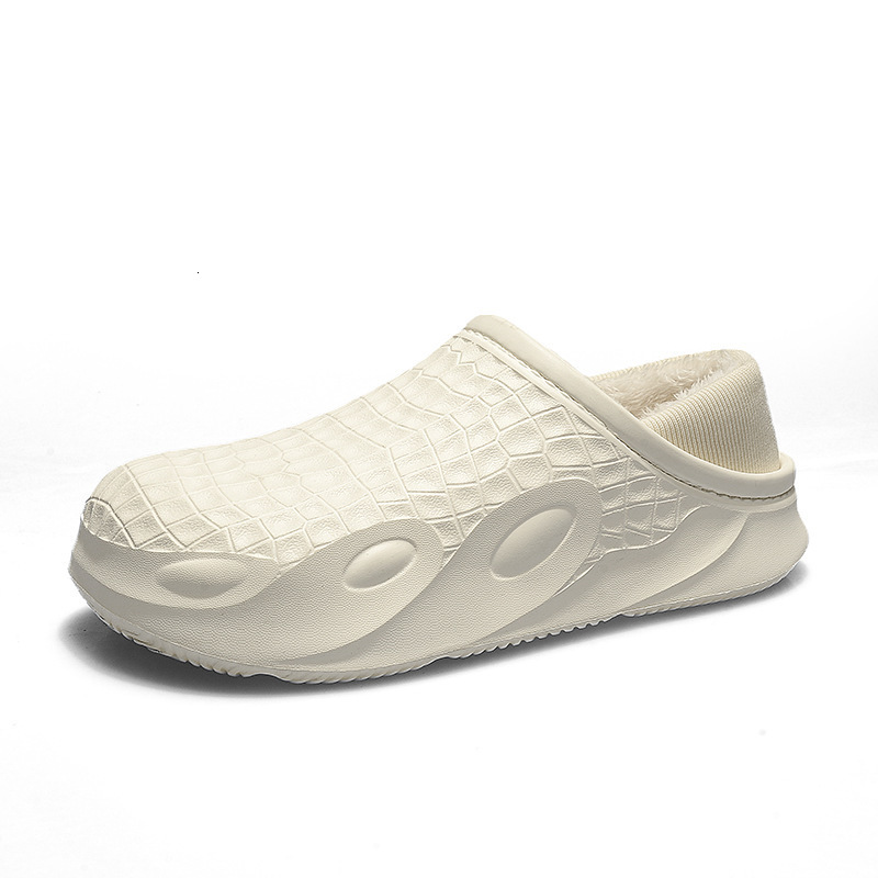 Pure color simple men in autumn winter, soled for indoor outdoor wear, anti slip slippers with thick veet and warm cotton shoes