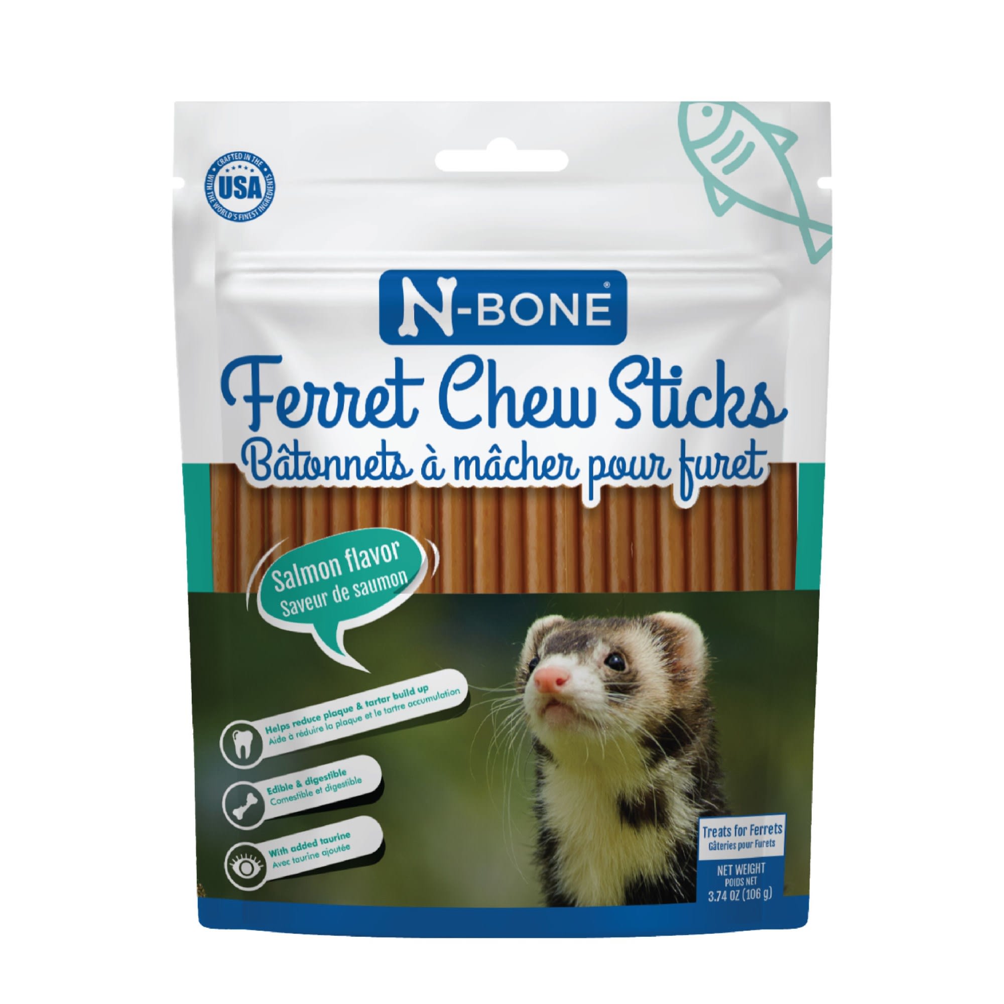 N-Bone Ferret Salmon Flavor Chew Sticks, 3.74 oz.