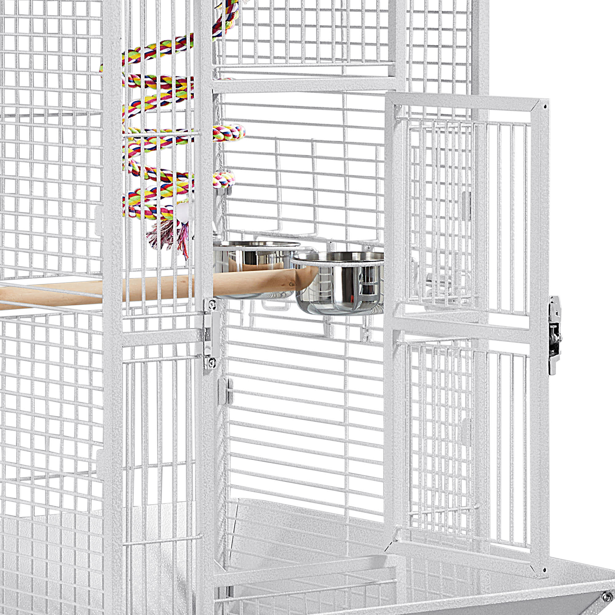 Topeakmart White Large Bird Cage with Play Top and Detachable Stand, 61.5" H