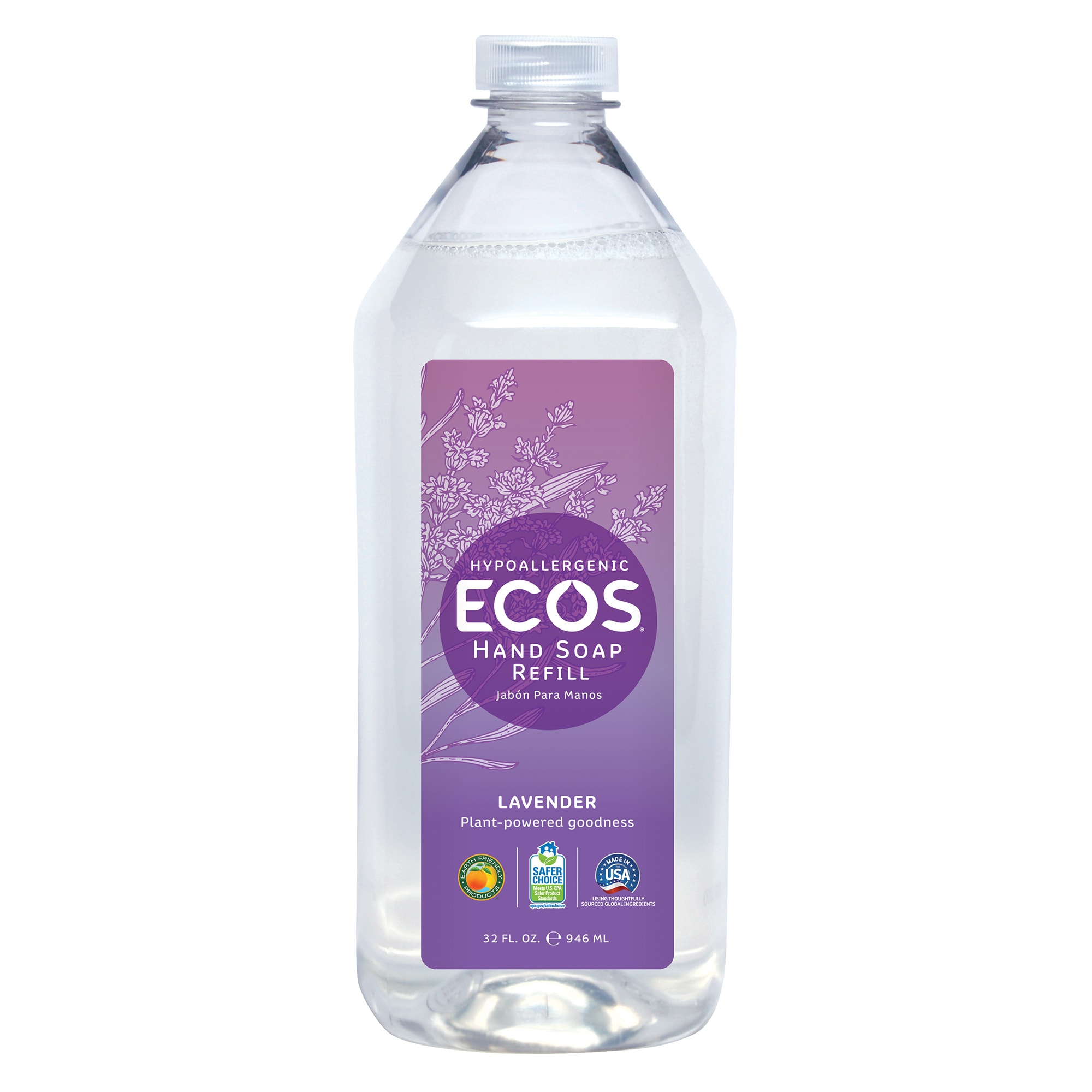 ECOS Hypoallergenic Lavender Scented Refill Hand Soap, 32 fl. oz.