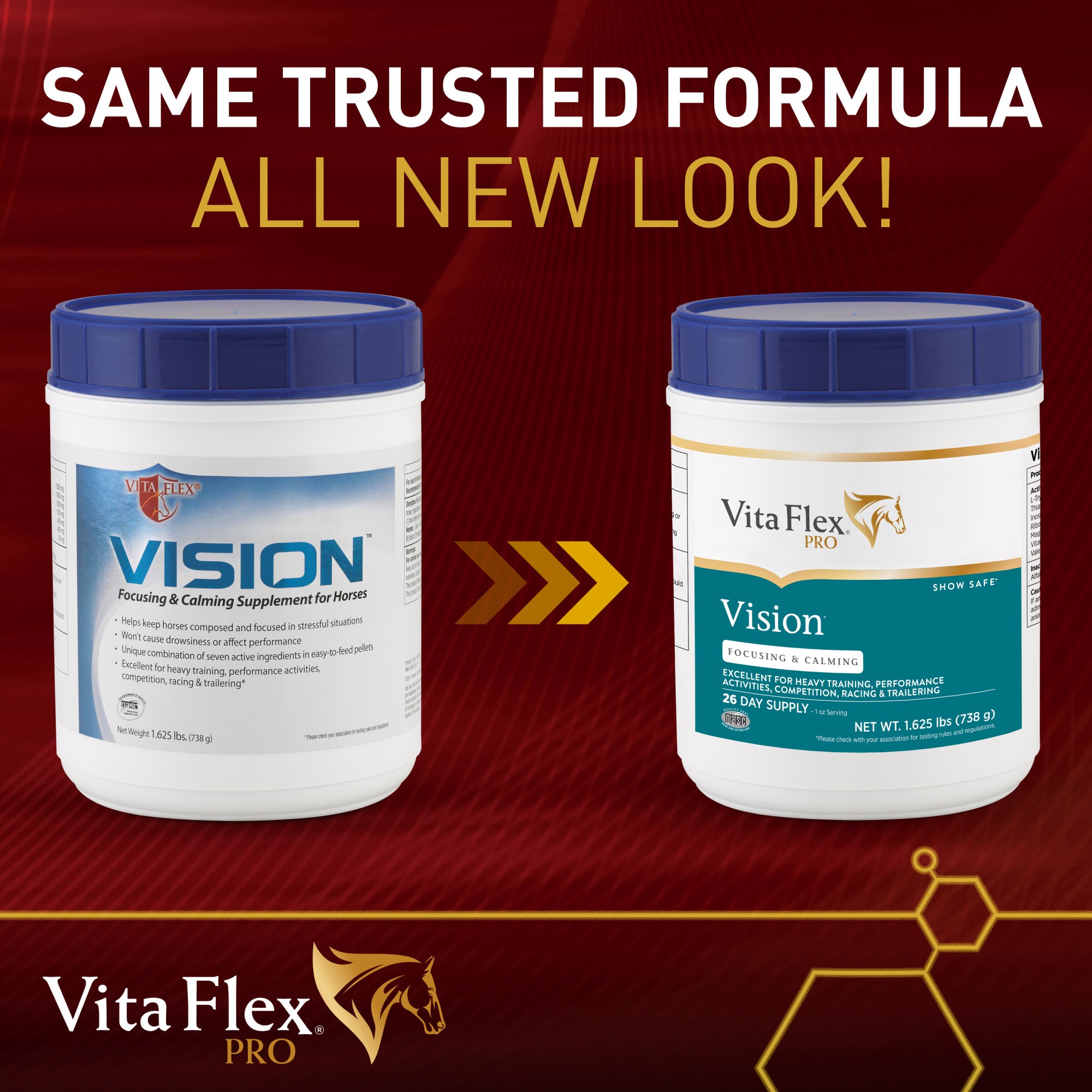 Vita Flex Vision Focusing and Calming Supplement for Horses, 1.625 lbs.