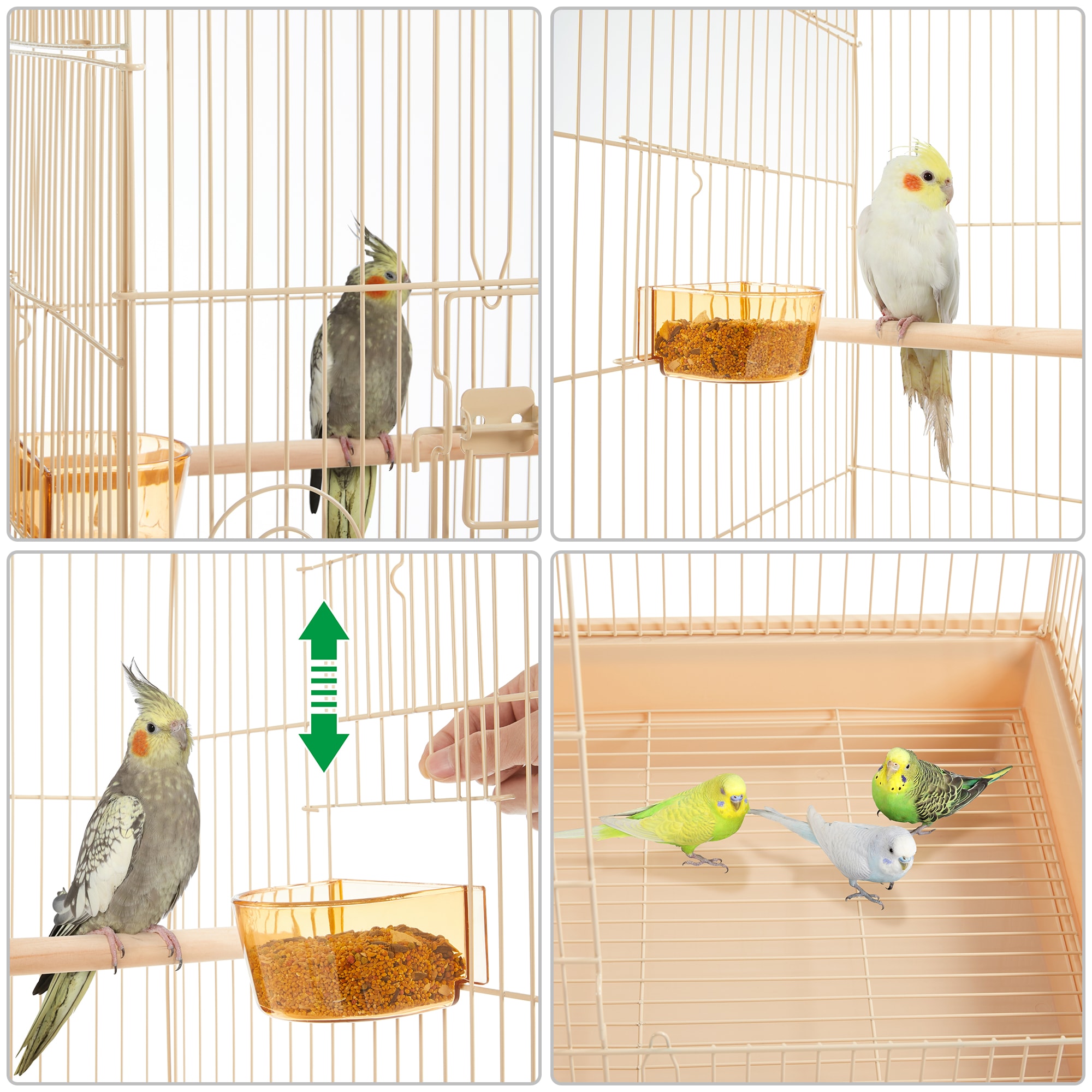Topeakmart Almond Metal Bird Cage with Detachable Rolling Stand for Small Birds, 47" H