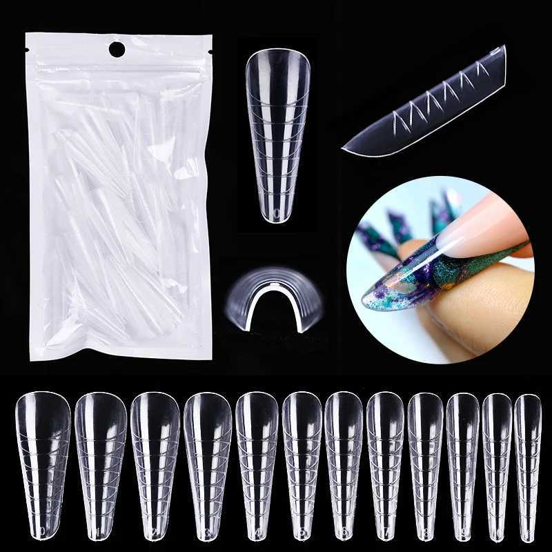 60Pcs Dual Nail Forms Extension Tips Mold Quick Buliding False Nails Short Almond Acrylic Upper Forms Diy Art Manicure ToolW250120