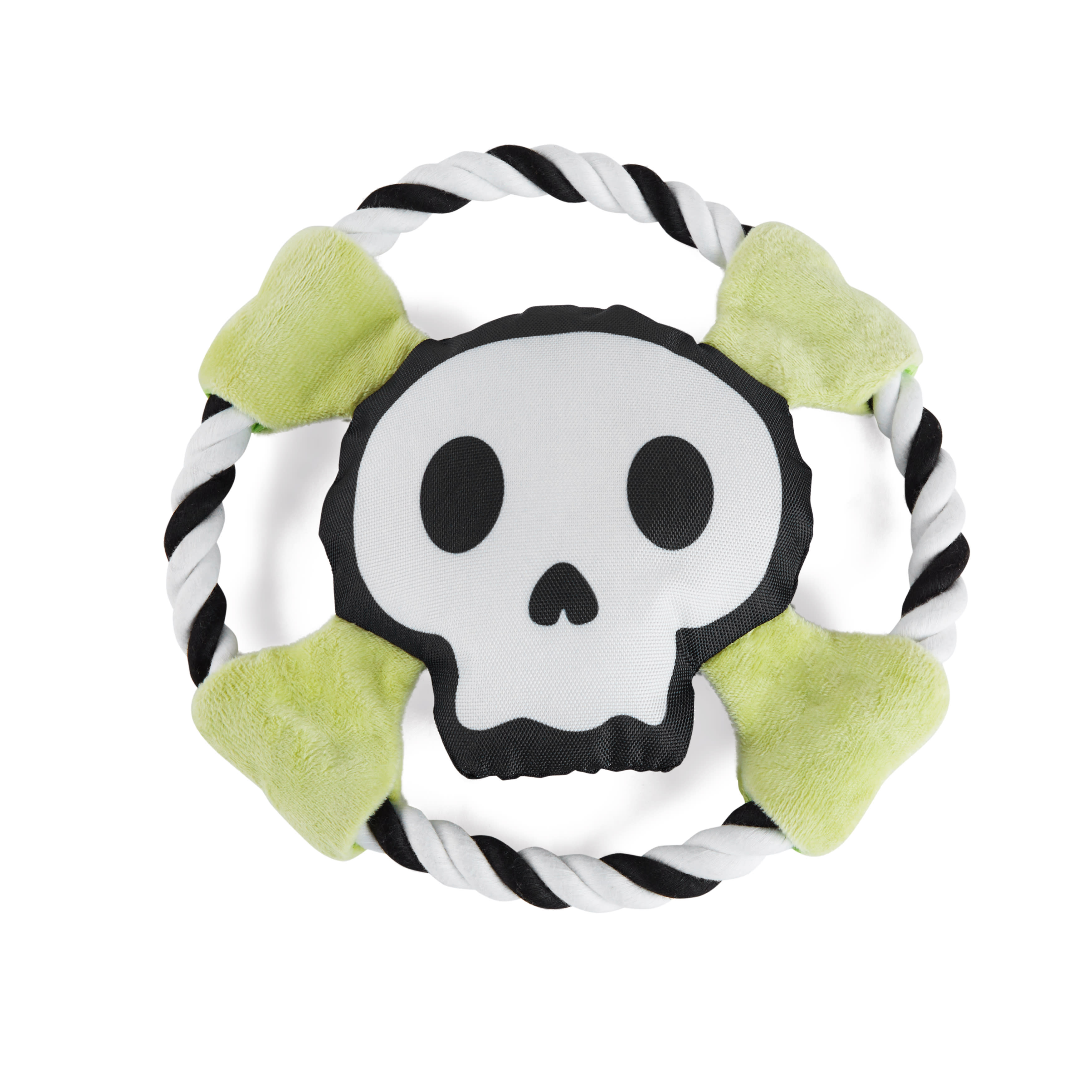 Bootique Plush Skeleton Flattie Rope Dog Toy, Medium