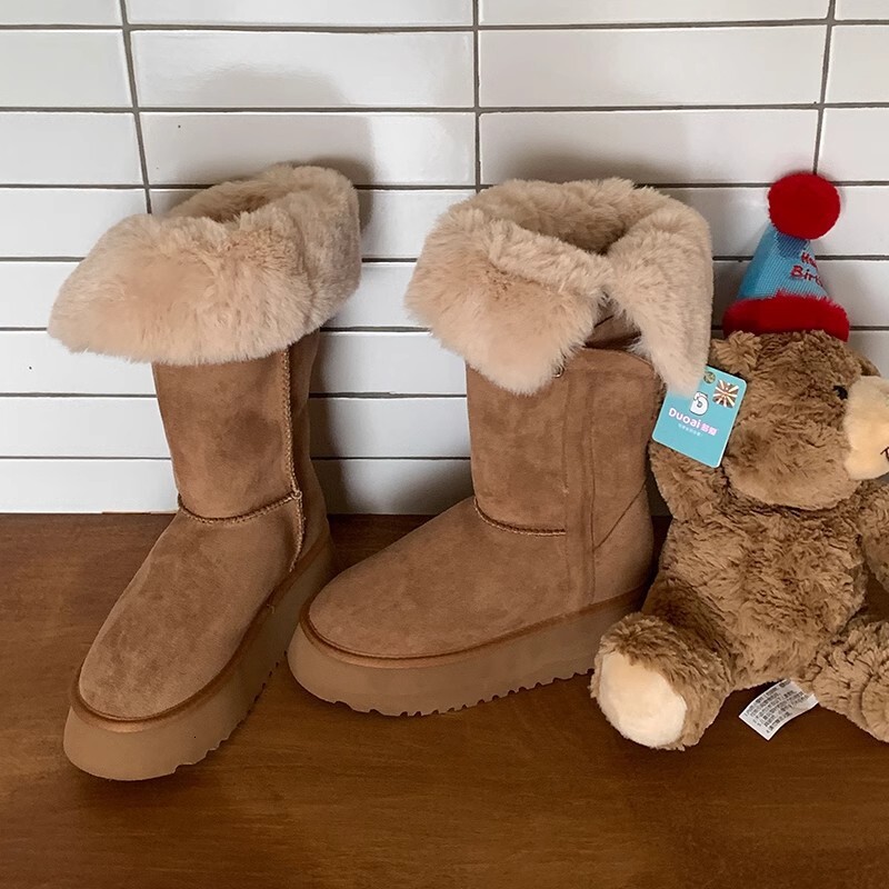 designer boot Ready to ship in seconds~Northeast velvet 2024 winter double wearing snow boots for women, thick soled and slimming, knee length boots, 
