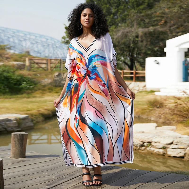 Beach Coverup Cotton Positioning Printed Vacation Robe Cross Border Europe America Summer Style