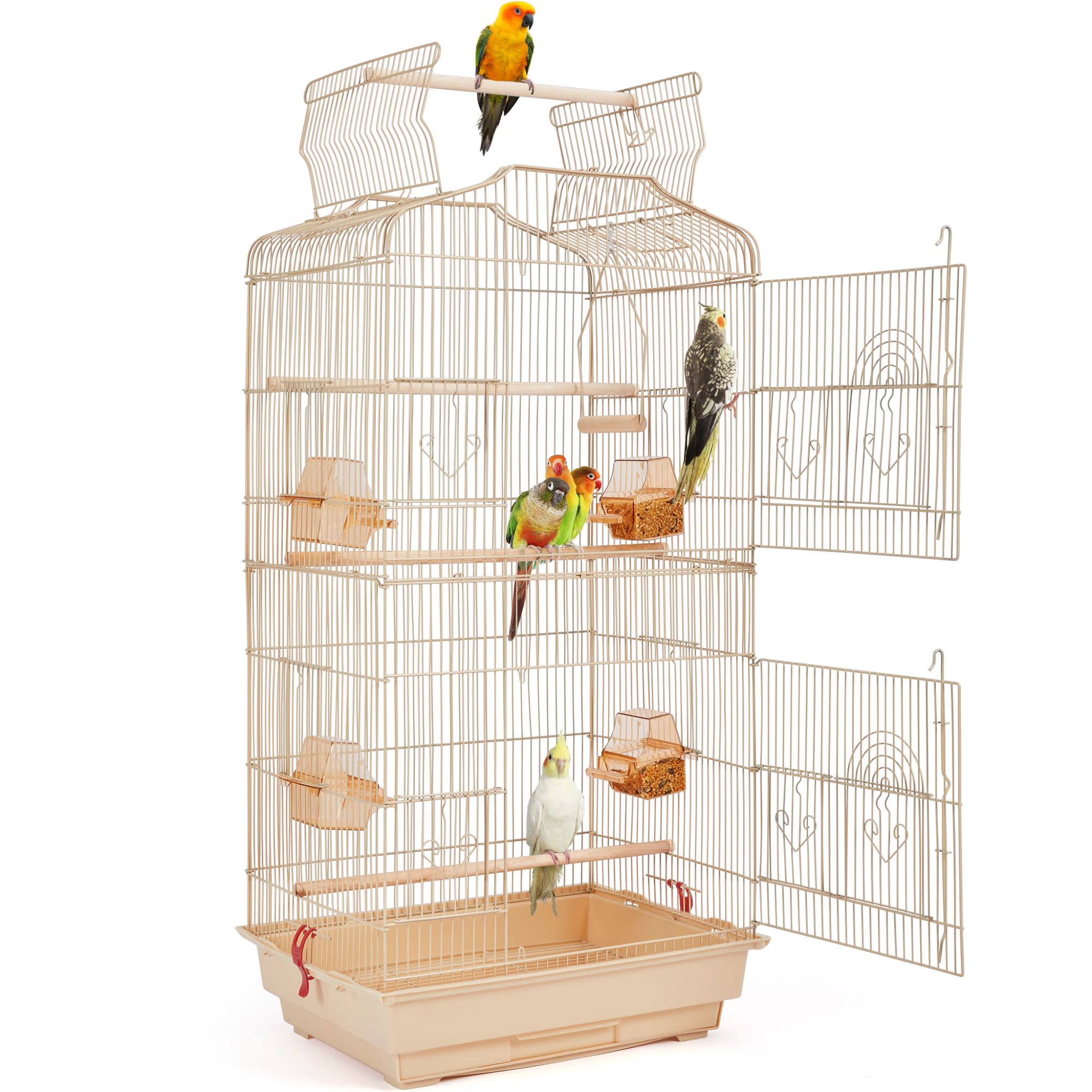 Topeakmart Almond Open Top Metal Bird Cage, 41" H