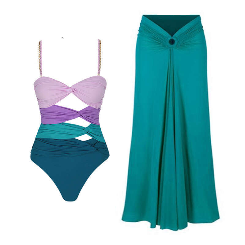 Swimwear Middle Age Beach Style Solid Print Polyester Ral Bikinis Set Bikini 2024 Women Cy81001 On Sale