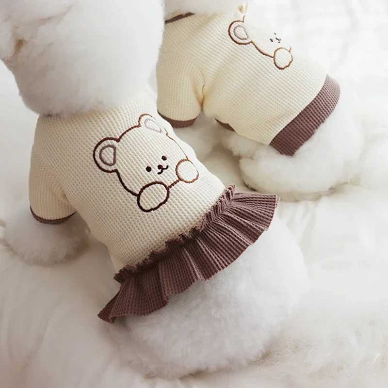Cute Couple Dog Clothes For Dog Dresses Pet Shirt Waffle Cat Dog Shirt Puppy Pet Skirt Clothing For Dogs Cats Chihuahua YorkieXJ241125