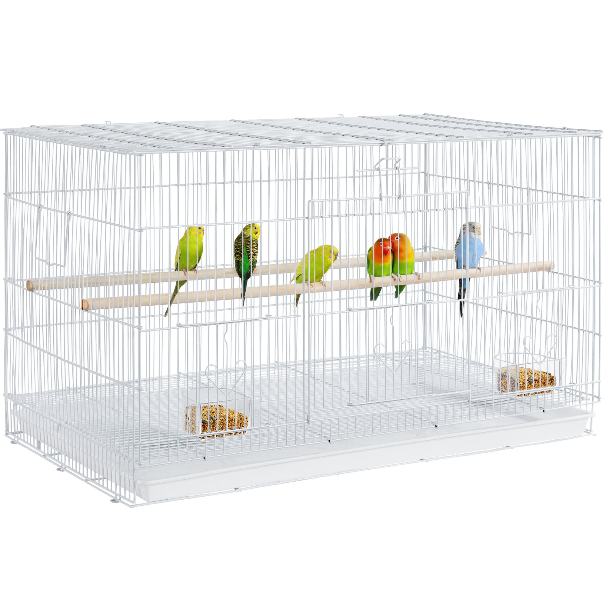 Topeakmart White 18" Flight Cage with Slide-Out Tray for Birds