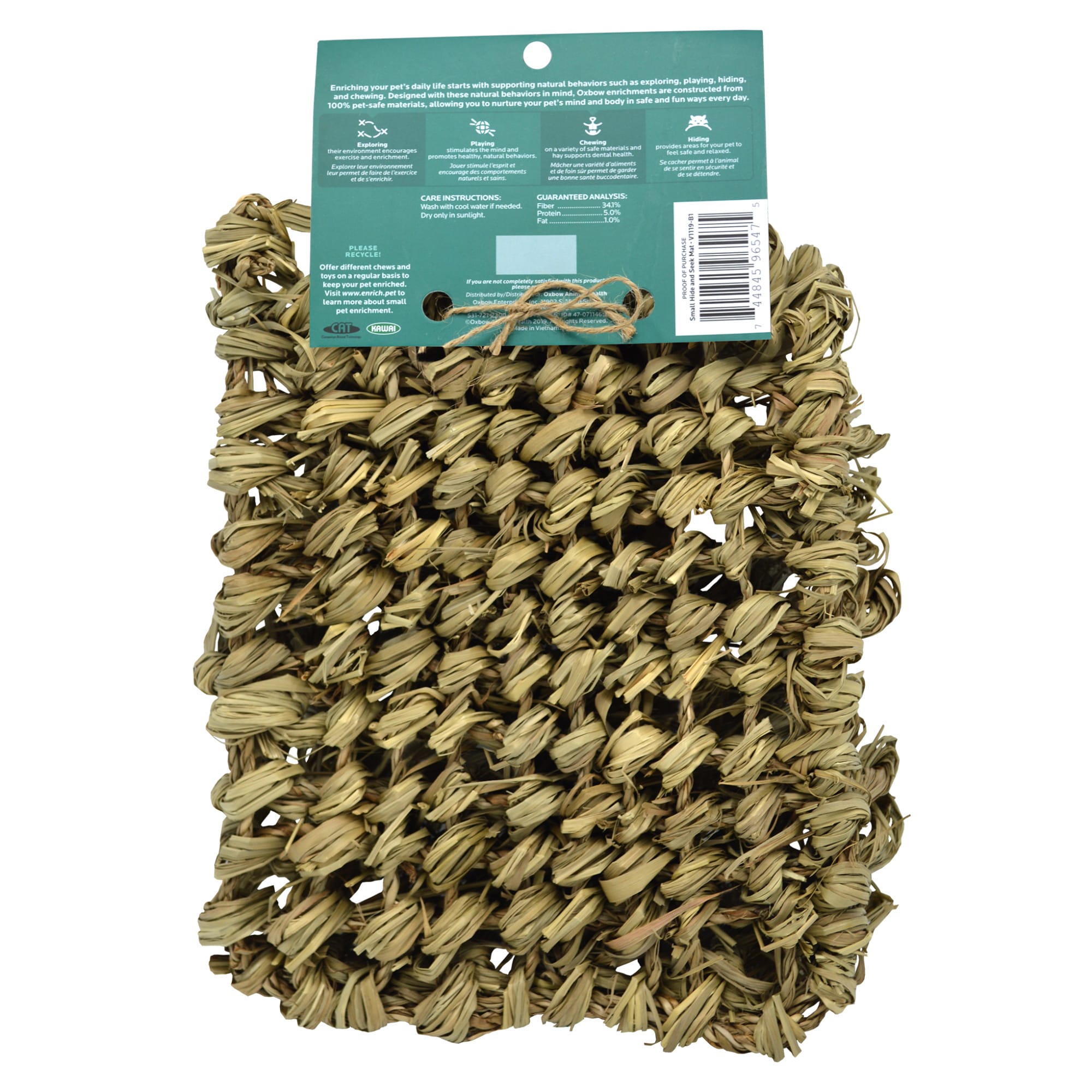Oxbow Timothy Club Hide & Seek Mat for Rat, 2.75" L X 7.5" W X 14" H