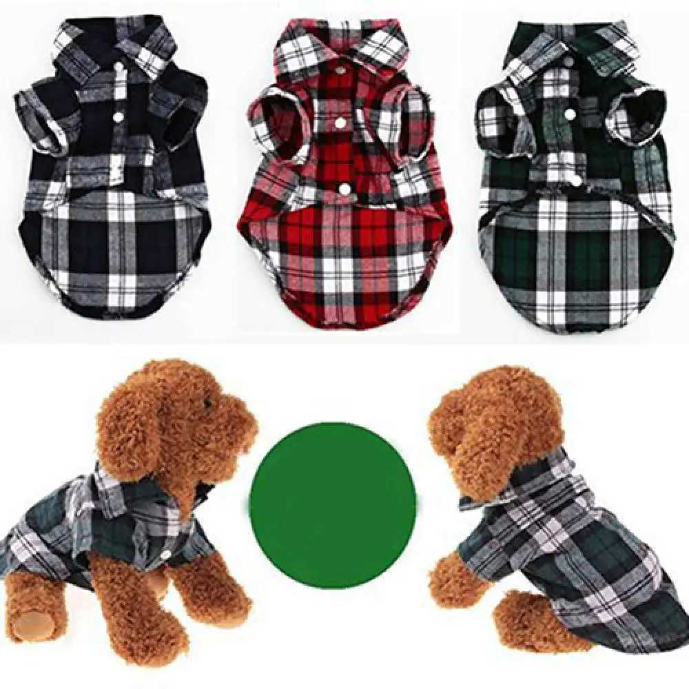 Small Dog Jacket dog clothes Pet Plaid Shirt Lapel Coat Cat Jacket Clothes Costume Tops dog accessories 2021XJ241125