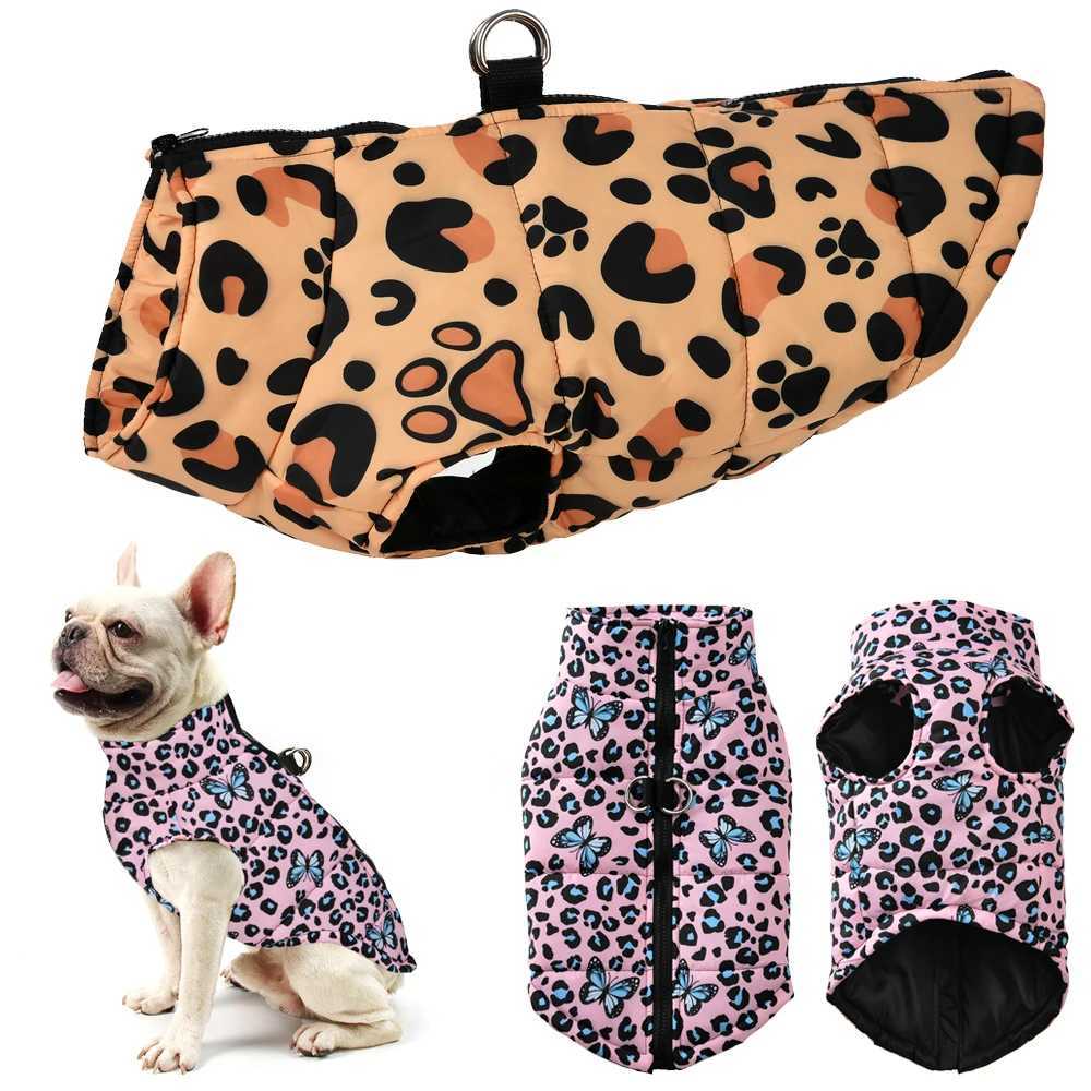 Dog Clothes For Small Dogs Cats Winter Soft Puppy Jacket With High Collar Waterproof Yorkshire Pug Vest Leopard Print Pet CoatXJ241125