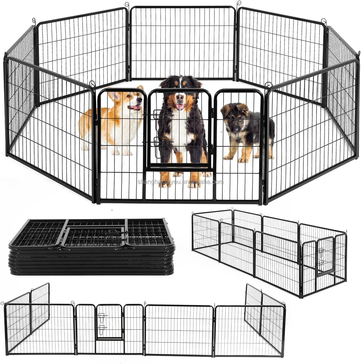 Heavy Duty Solid Metal Wire Large Dog Chain Link Rabbit Mesh Kennel Crate Pet Cage