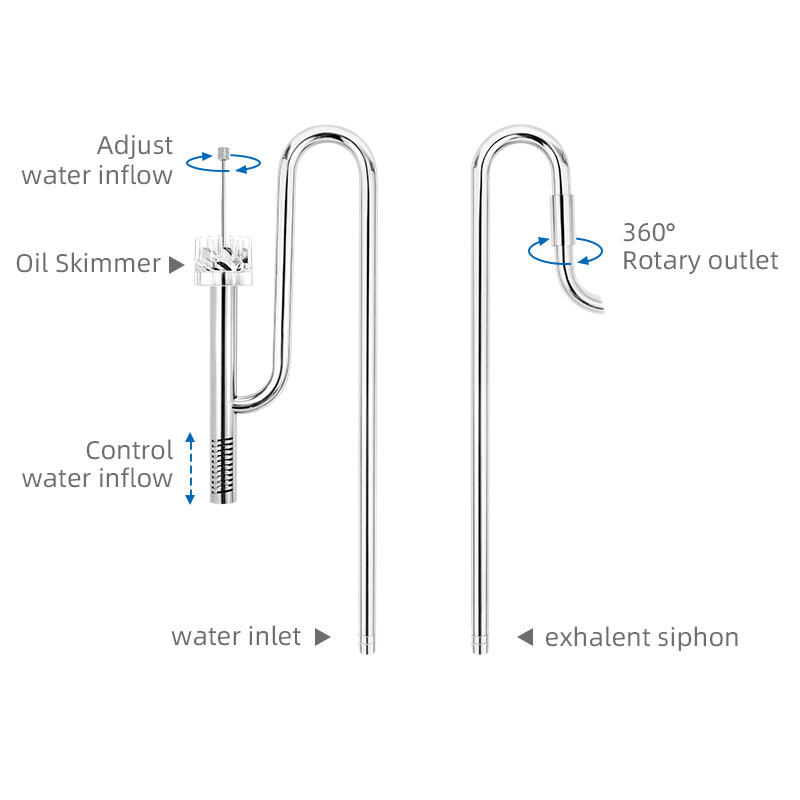 WEEKAQUA SG-1216P New updated Stainless steel Lily Pipe 12mm 16mm aquarium lily pipe with Surface Skimmer Set