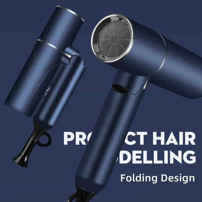 A new folding hair dryer with high-power fast drying blue light ion silencing convenient for home use of hair dryers W241125