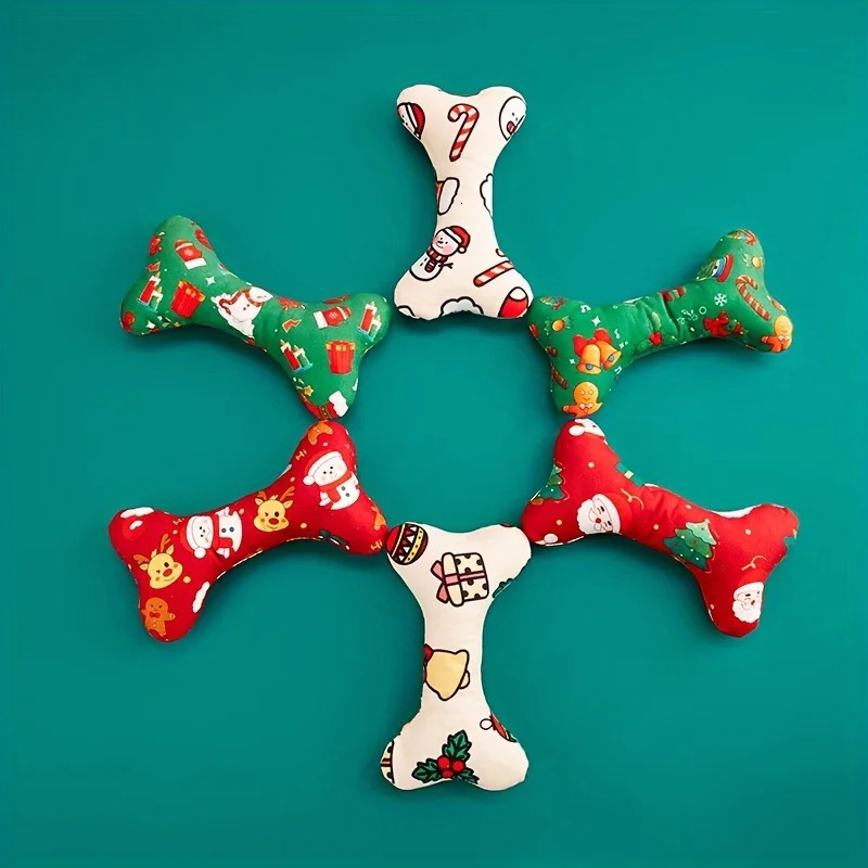 Durable Plush Bone-Shaped Dog Toy - Squeaky Chew-Resistant for All Breeds - Perfect for Christmas Birthday Parties 241125