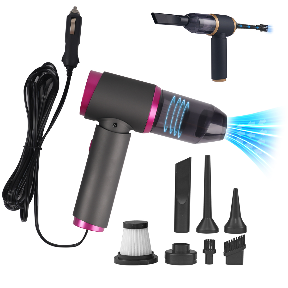 Car Vacuum Cleaner with High Suction Power - Portable Auto Cleaning Tool