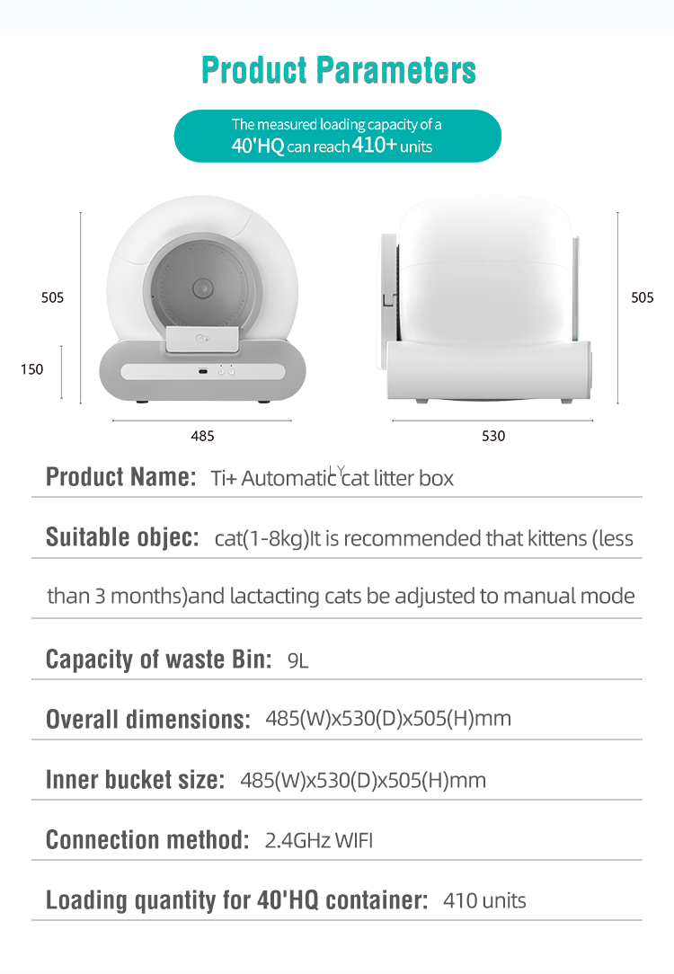 New Ti+ EU Warehouse Low Price APP Controlled Intelligent Smart Self-Cleaning Cat Litter Box Automatic Plastic Cat Toilet