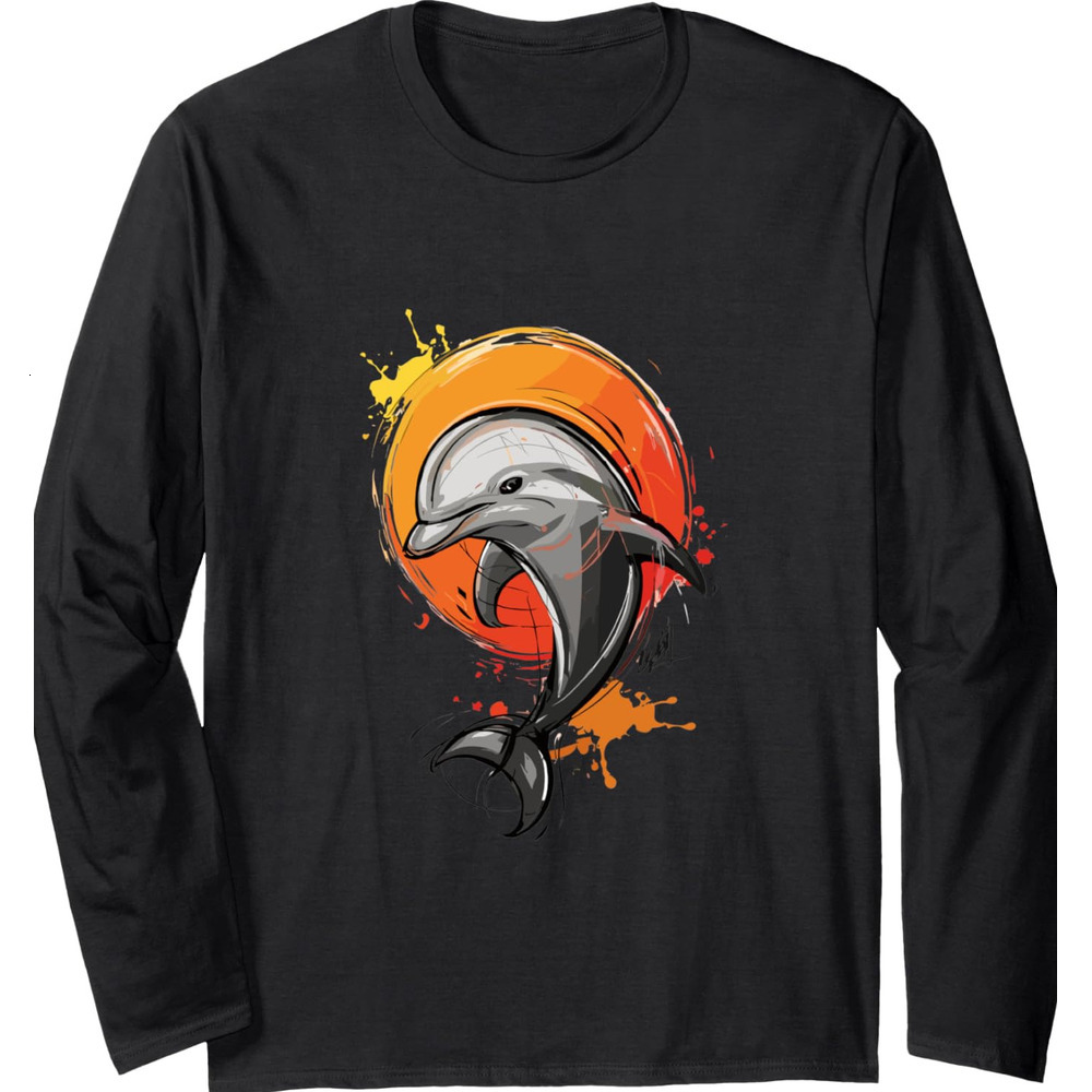 Long Sleeve Shirts cute for Men sweatshirt Sea Dolphins Life Celebrate Oceanic Joy Long Sleeve Tee Streetwear Casual tops clothes Cute and fashionable