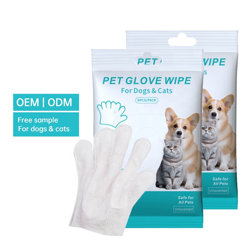Disposable Hypoallergenic Pet Cleaning Gloves Wet Wipe Safe Pet Dog Bathing Grooming Wet Gloves
