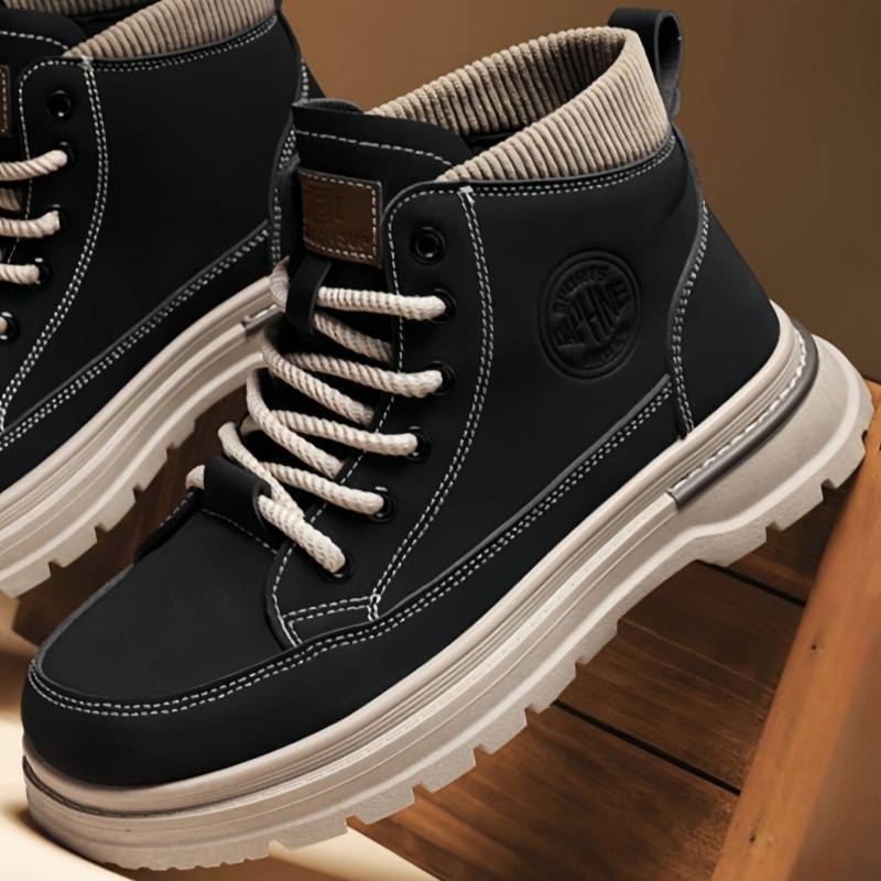 designer boot High top fashion Martin men's shoes 2024 high top autumn new men's workwear height increasing big yellow thick sole British re