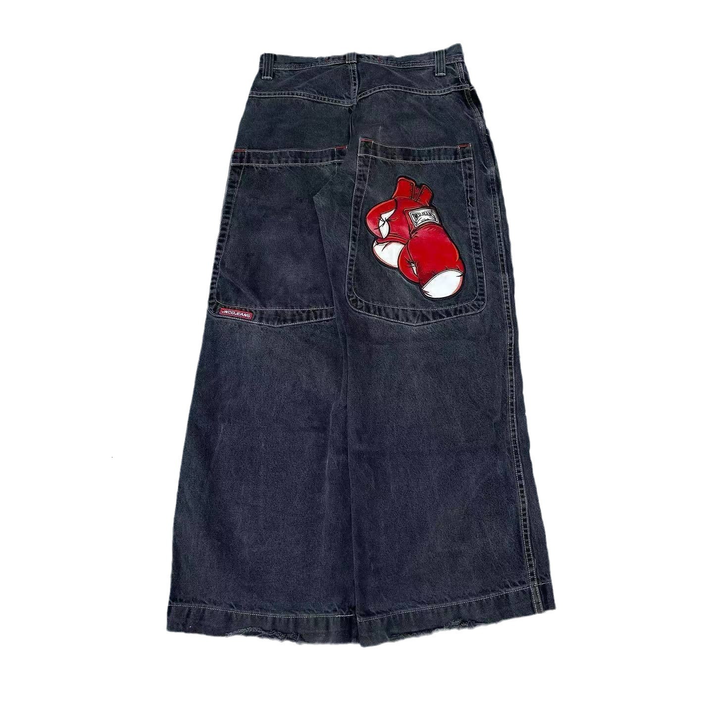 JNCO Jeans Mens Harajuku Retro Hip Hop Cartoon Embroidery Baggy Jeans denim Pants 90s Street Gothic Wide Trousers Streetwear 240821