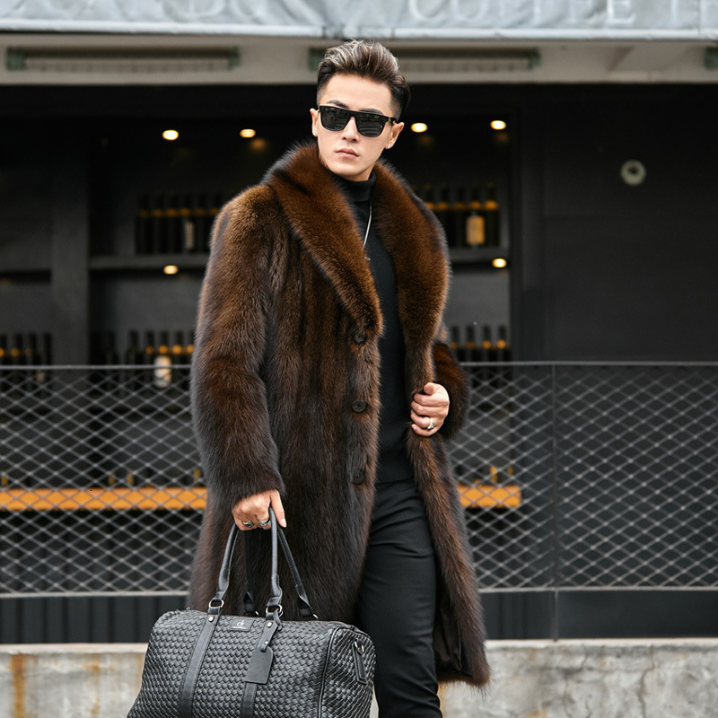 New American mink imitation fur coat men's imitation fishing mink men's whole mink casual business fur long mink fur fur
