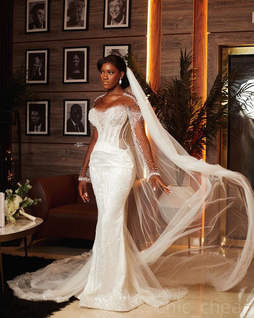 2025 Arabic Aso Ebi Plus Size Ivory Mermaid Wedding Dresses Beaded Full Sleeves Detachable Train Sequined Lace Vintage Bridal Gowns Dress ZJ202