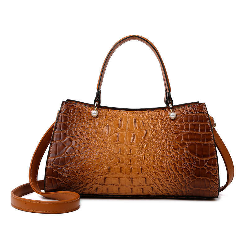 LEMON KOKO Tote Light Luxury Large Capacity Commuting Middle Aged Women's Crossbody Fashion Crocodile Pattern Handheld Bag