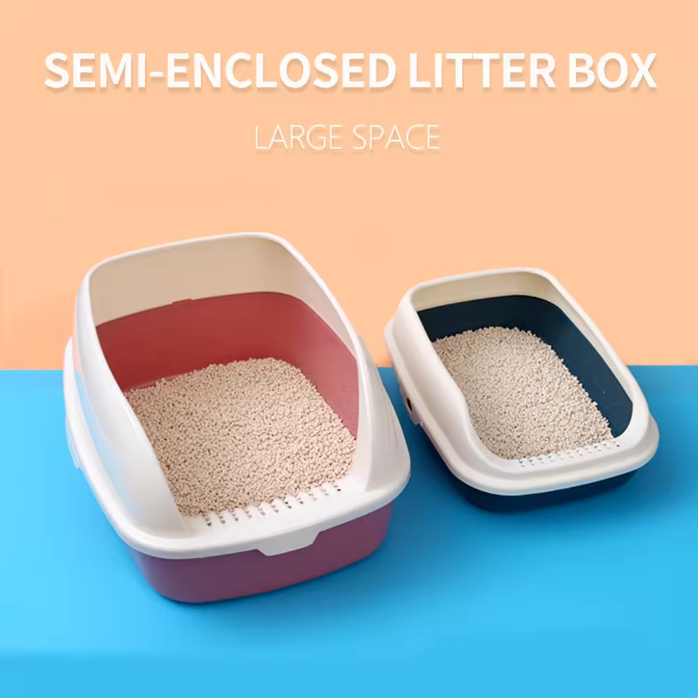 2024 Hot Selling Plastic Cat Litter Box Semi Automatic Pet Cat Toilet Cat Training Toilet Kitten Toilet BoxesPopular