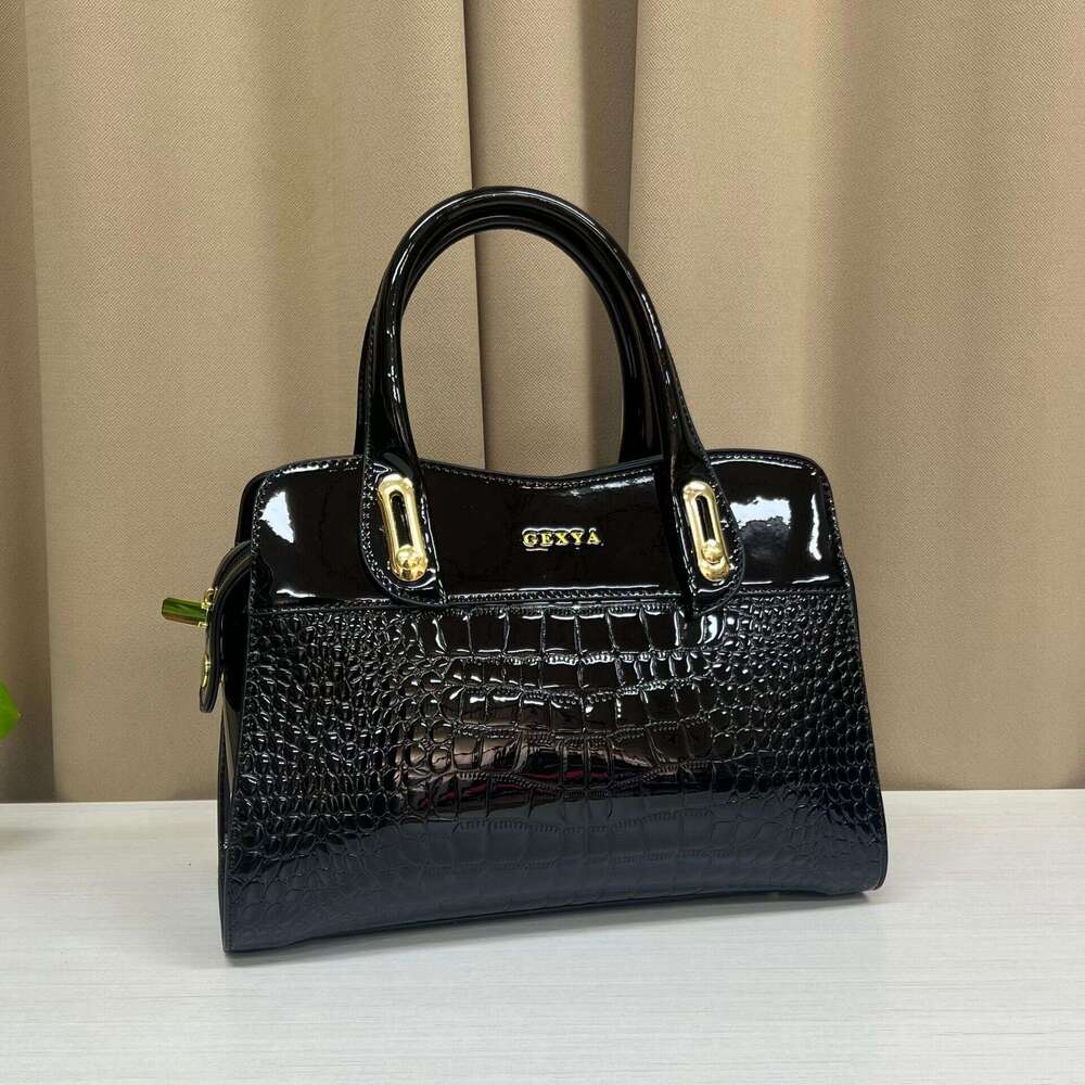 Hot Selling Patent Leather Women's Bags With Crocodile Patterns, High-End And Niche Tote Bags, Large Capacity Light Luxury Handbags For Women