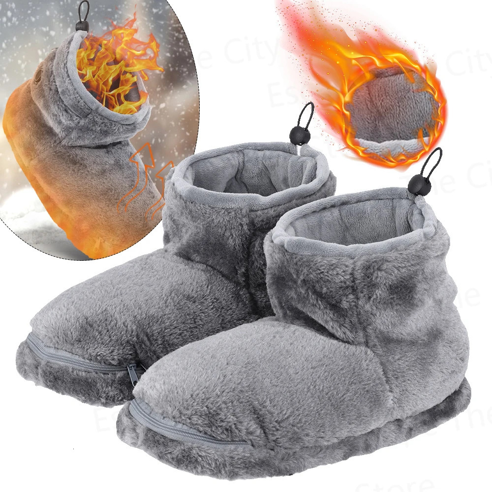 Winter USB Heater Foot Shoes Plush Warm Electric Slippers Comfortable Feet Heated Shoes Winter Warming Slipper for Women Men 241125