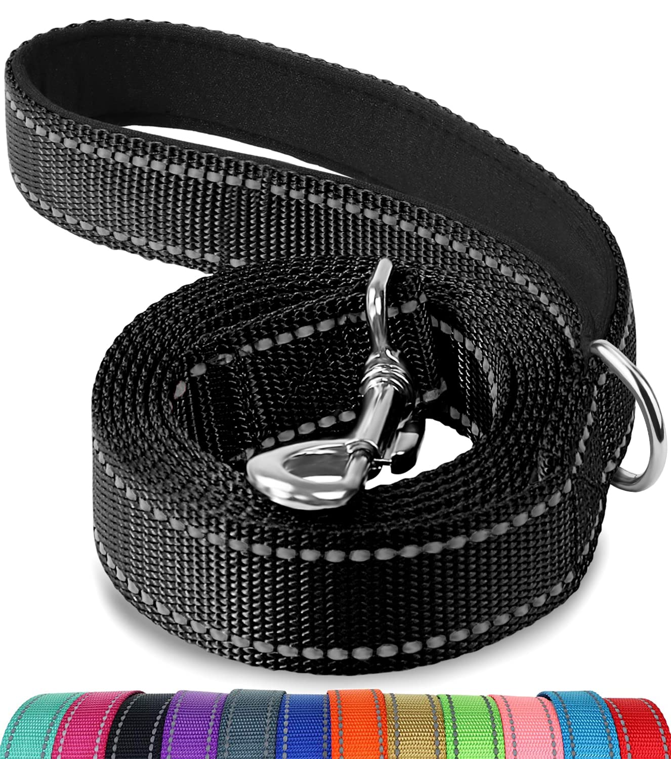 C&C Double-Sided Reflective Dog Leash, 6 FT/5FT/4 FT, Padded Handle Nylon Dogs Leashes for Walking, Training Lead dog